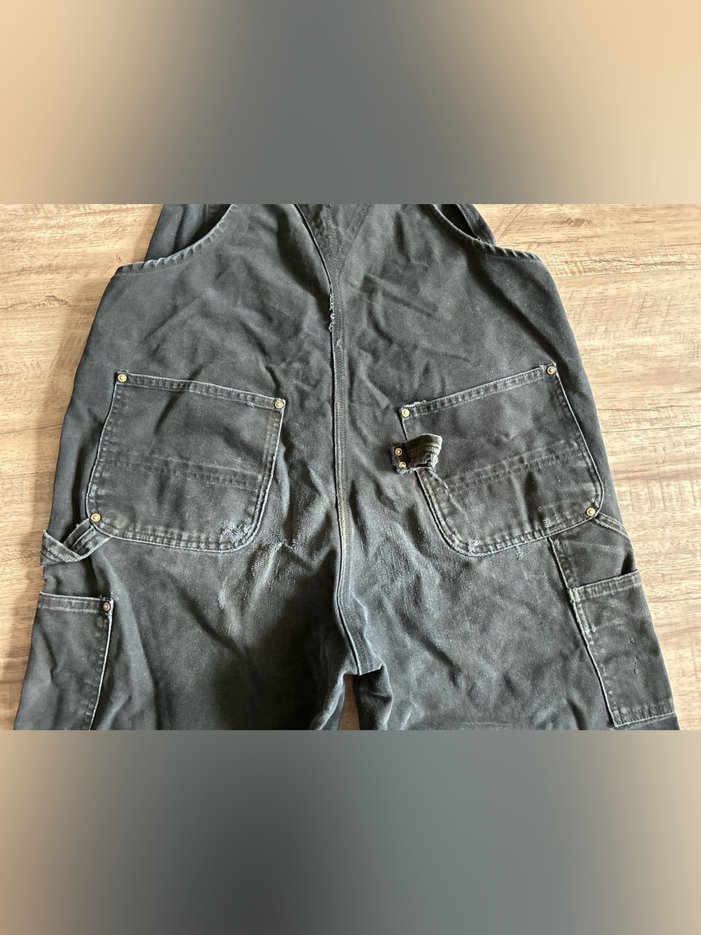 Carhartt black duck Canvas Work Overalls worn workwear - Picture 3 of 10